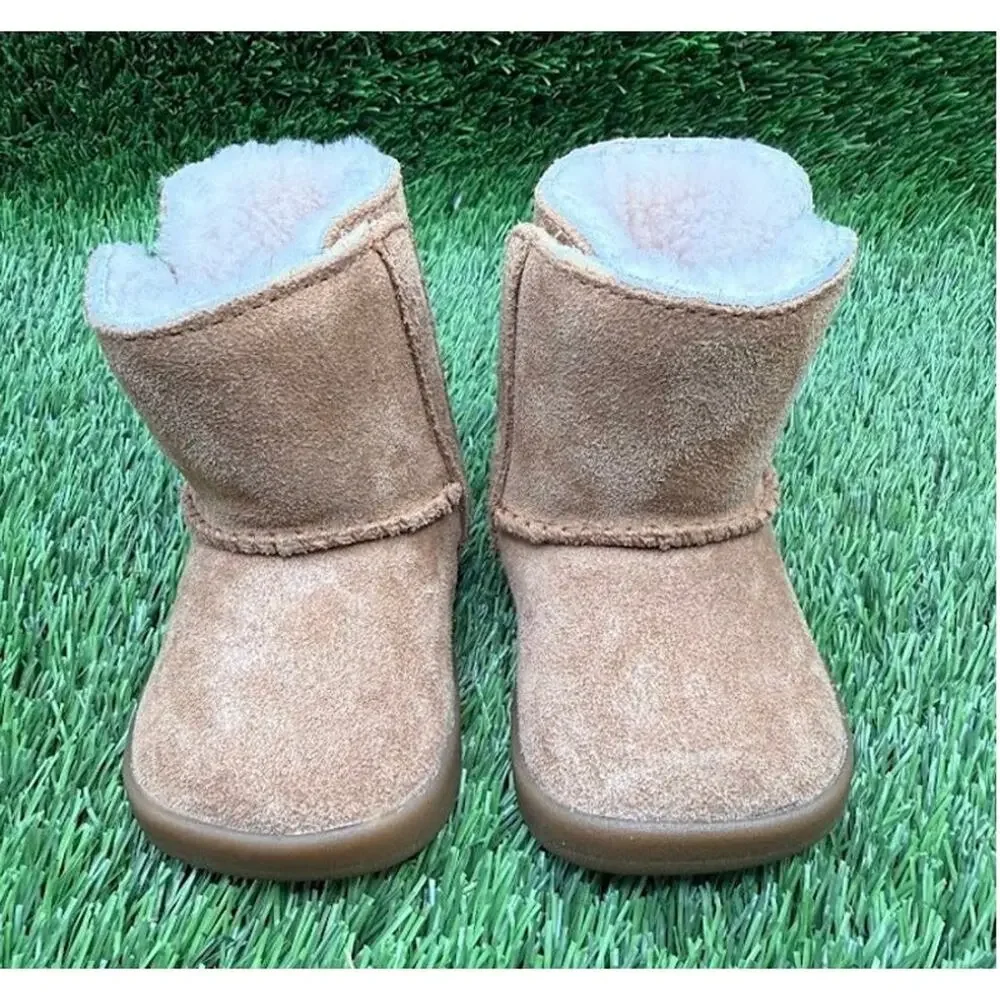 UGG Infant Keelan Boot Suede Brown Sheepskin 1096089I – Size 0/1 US / 16 EU